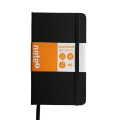 Caderno Agrafado A5 Capa Dura com Elástico Liso Preto Note!