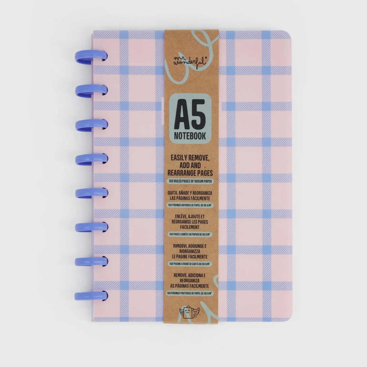Caderno A5 - Xadrez Azul e Rosa