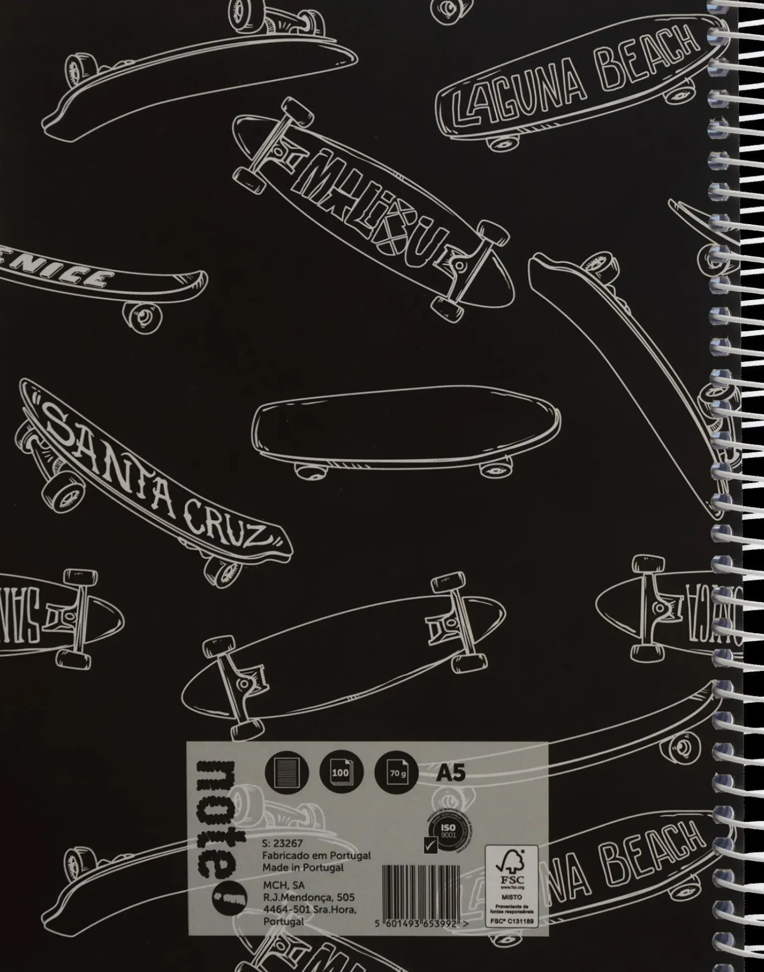 Caderno Espiral A5 Capa Dura 100 Folhas Skate Note!