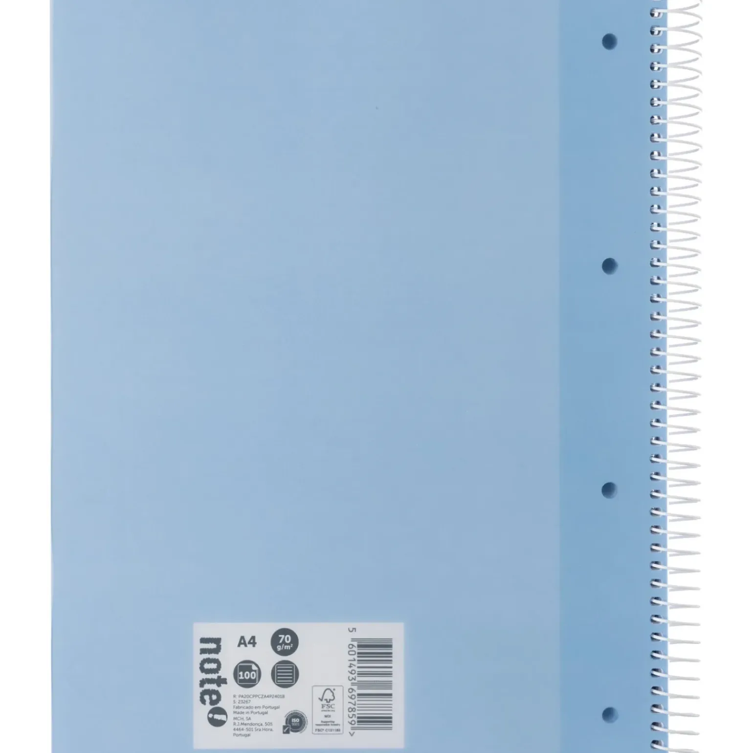 Caderno Espiral A4 Pautado 100 Folhas 70g Azul Claro Note!