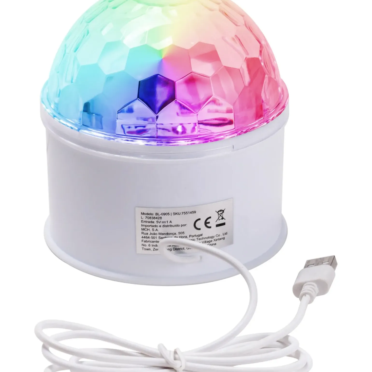 Coluna Sem Fios Bola Led Disco USB