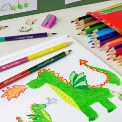 Lápis Cor 24 unidades + 3 Lápis Bicolor + Afia Faber Castell