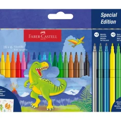 Marcador de Colorir Dinossauro 18+6 Unidades Faber Castell