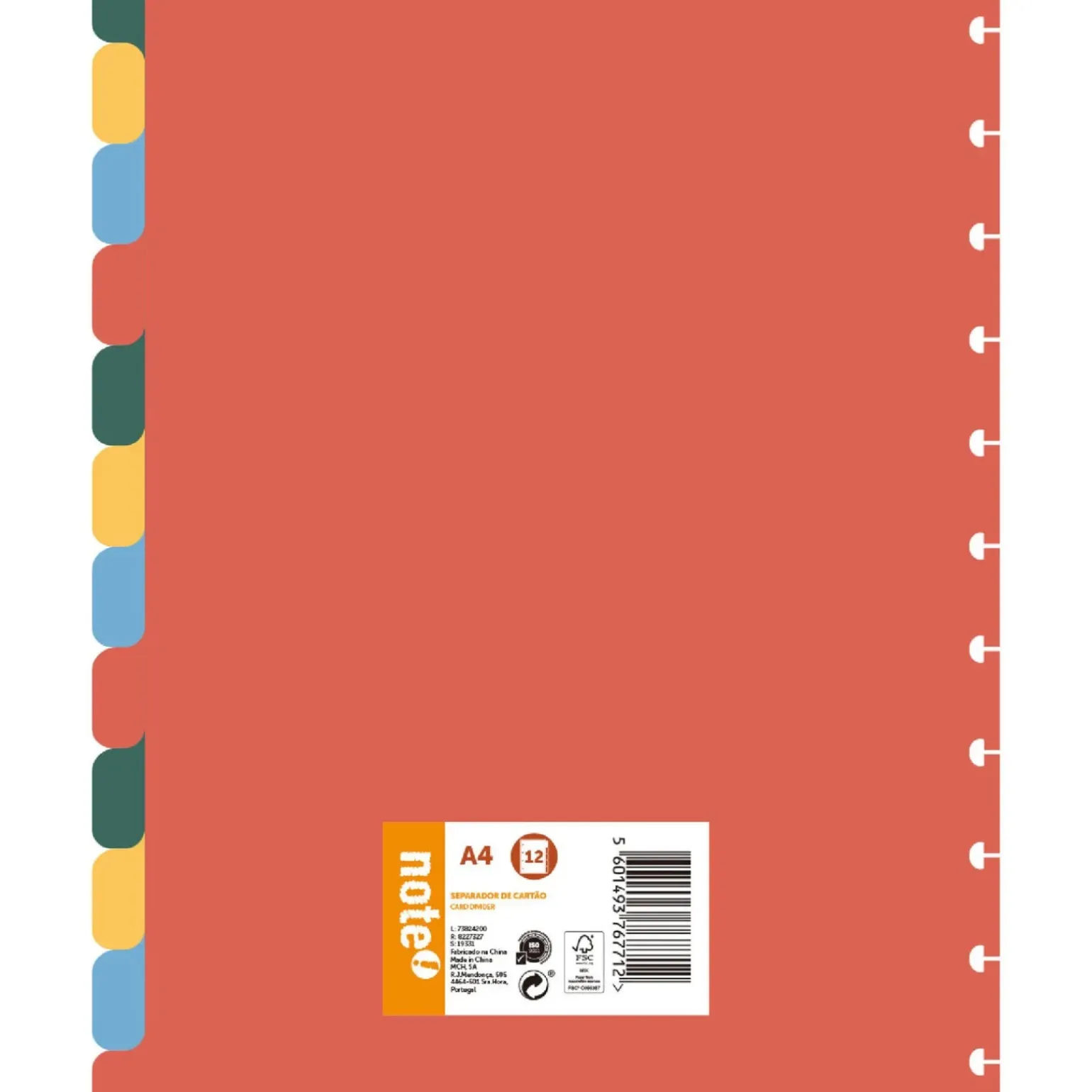 Separador Cartão A4 Com 12 Divisórias Note!